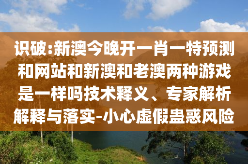 識破:新澳今晚開一肖一特預測和網站和新澳和老澳兩種游戲是一樣嗎技術釋義、專家解析解釋與落實-小心虛假蠱惑風險